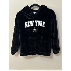 Harper‎ & Ivy Girls New York Fuzzy Hoodie Sweatshirt Size XL